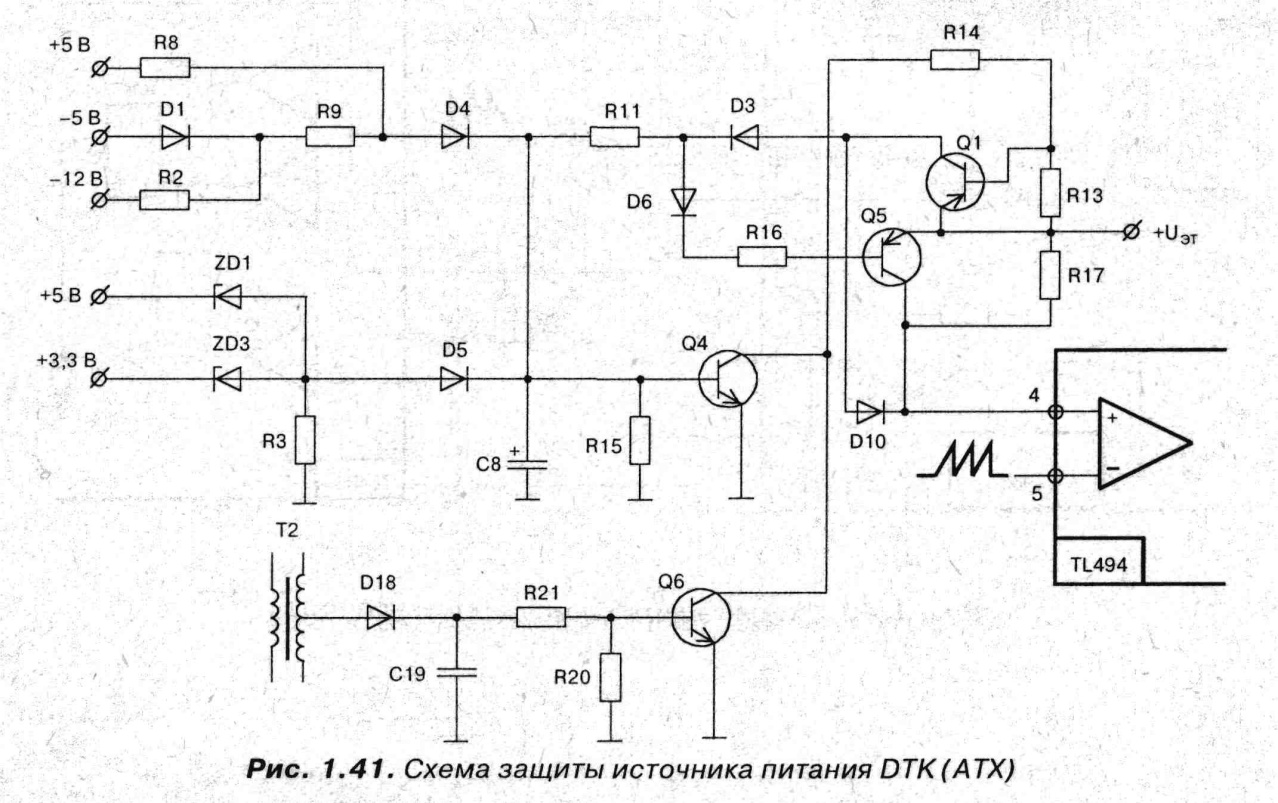 Схема защиты источника питания